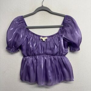 Thirty/Thirty LA Purple Babydoll Empire Blouse Shirt S Lavender